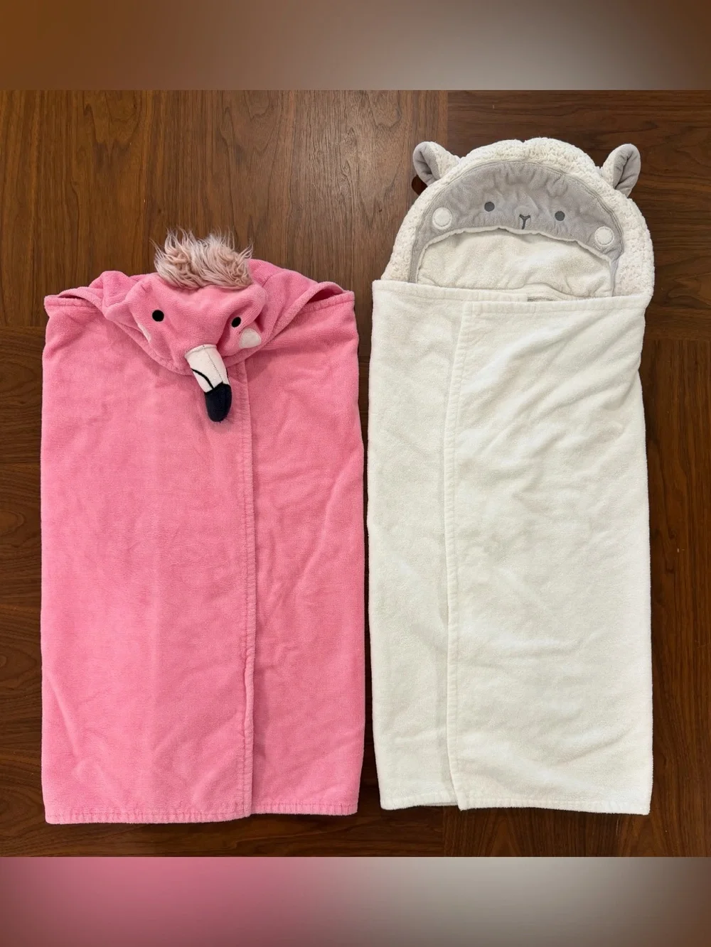 Pottery Barn Kids Hooded Pink Flamingo White Sheep Baby Towel